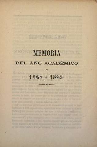 Memoria del año académico de 1864 á 1865