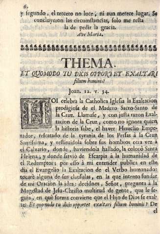 Thema. Et quomodo tu dicis opportet exaltari... Joan c. 12. v. 34