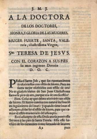 J. M. J. A la doctora de los doctores. honra, y gloria de las mugeres...