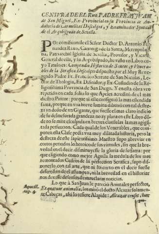 Censvra de el Rmo. Padre Fray Jvan de San Miguel ...