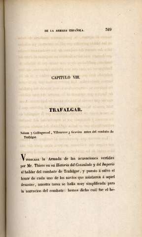 Capitulo VIII. Trafalgar. Nelson y Collingwood, Villeneuve y Gravina antes del combate de Trafalgar