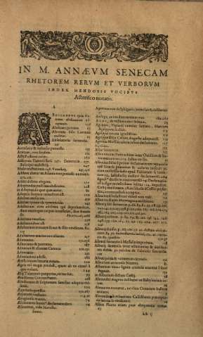 In M. Annaevm Senecam... Index Mendosis Vocibvs...