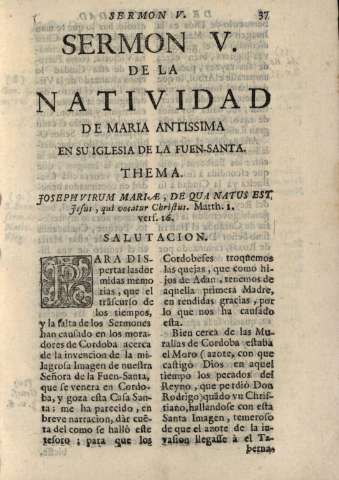 Sermon V. de la Natividad