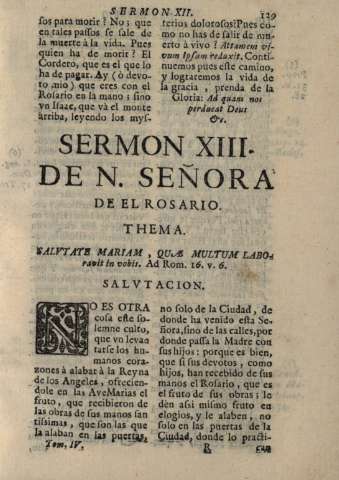 Sermon XIII. De N. Señora de el Rosario