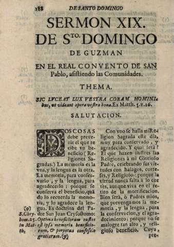 Sermon XIX. De Sto Domingo de Guzman...