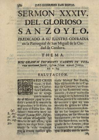 Sermon XXXIV. Del glorioso San Zoylo...