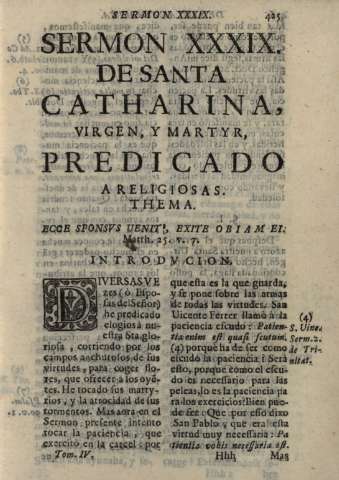 Sermon XXXIX. De Santa Catharina...