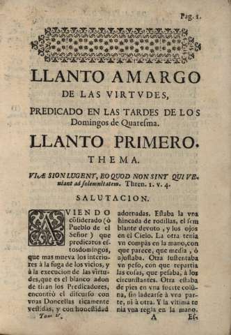 Llanto amargo de las virtvdes...[Tratado I]