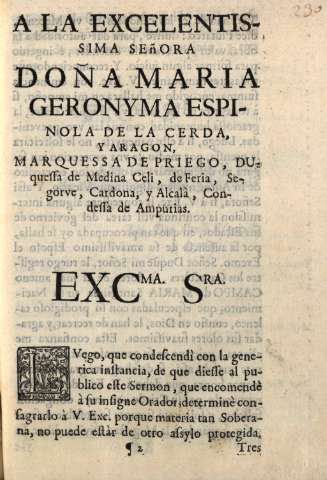 A la Excelentissima Señora Doña Maria Geronyma Espinola...