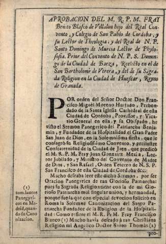 Aprovacion del M. R. P. M. Fray Benito Blasco de Villalon...