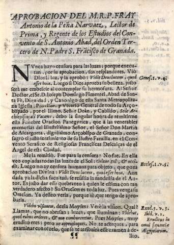 Aprobacion del M. R. P. Fray Antonio de la Peña Narvaez...