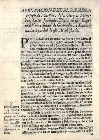 Aprobacion del M. R. Padre Joseph de Muessas...