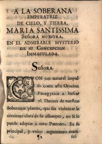 A la soberana emperatriz... Maria Santissima...