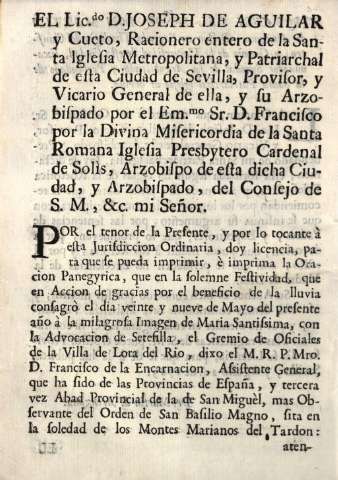 El Lic.do D. Joseph de Aguilar y Cueto...