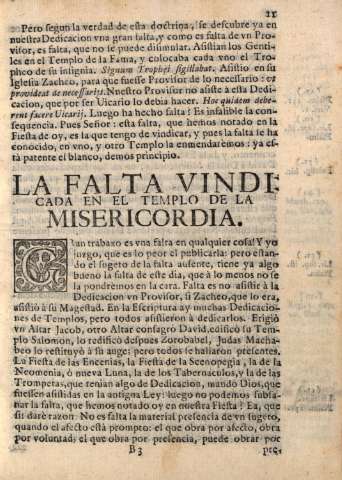 La falta vindicada en el templo de la misericordia