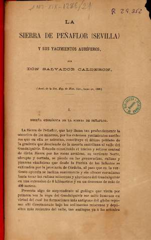 La Sierra de Peñaflor (Sevilla) y sus yacimientos auríferos. I. Reseña geológica de la Sierra de Peñaflor