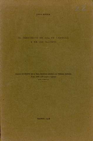 Jorge Bonsor. El terremoto de 1504 en Carmona y en Los Alcores. Madrid, 1918