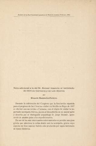 Nota adicional a la del Sr. bonsor respecto al terremoto de 1504 en Carmona y en los Alcores, por Eduardo Hernández-Pacheco