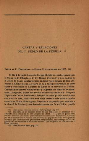 Cartas y relaciones del P. Pedro de la Piñuela