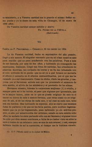 VII. Carta al P. Provincial. Chianglo...
