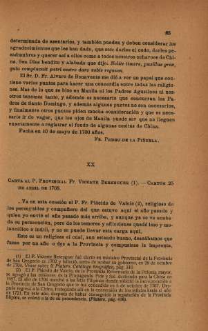 XX. Carta al P. Provincial Fr. Vicente Berenguer...