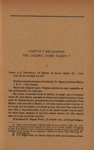 Cartas y relaciones del Padre Jaime Tarín