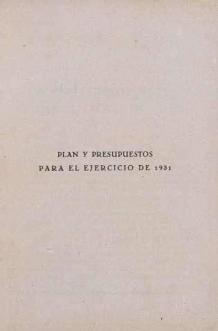 Plan de Presupuestos para el ejercicio de 1931