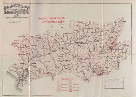 Mapa. Lluvia media anual entre 1917 y 1924