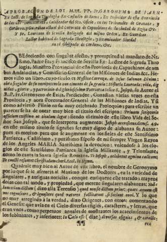 Aprobacion de los M.RR. PP. Fr.Geronymo de Iaen ...