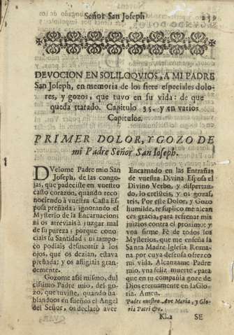 Devocion en soliloqvios, a mi padre San Joseph, en memoria de los siete especiales dolores ...
