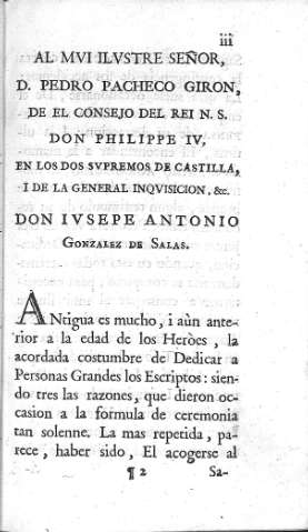 [Al mui ilustre Señor, D. Pedro Pacheco Giron,...] iii