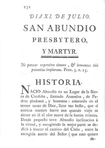 San Abundio presbytero...