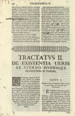 Tractatvs II. De existentia uerbi ab aeterno eivsdemqve incarnatione in tempore