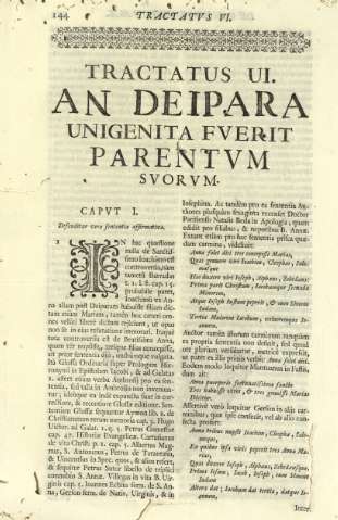 Tractattus VI. An deipara unigenita fverit parentvm svorvm