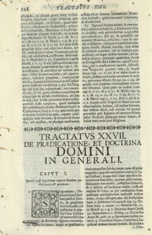 Tractatvs XXVII. De praedicatione, et doctrina domini in generali