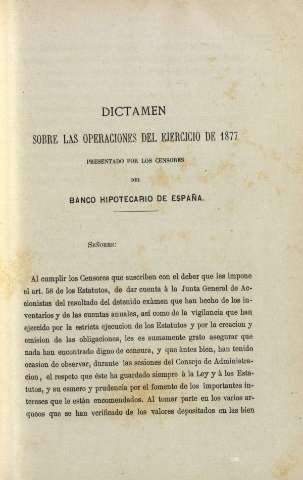 Dictamen sobre las operaciones del ejercicio de 1877