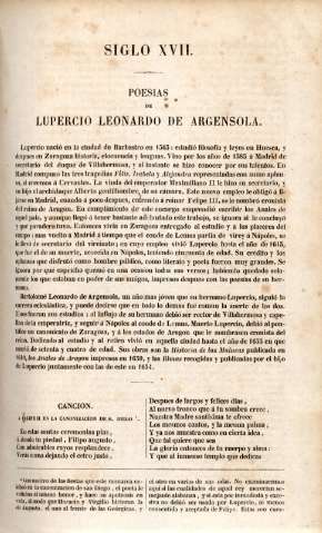 Siglo XVII. Poesias de Lupercio Leonardo de Argensola