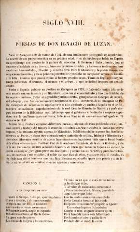Siglo XVIII. Poesias de Don Ignacio de Luzan