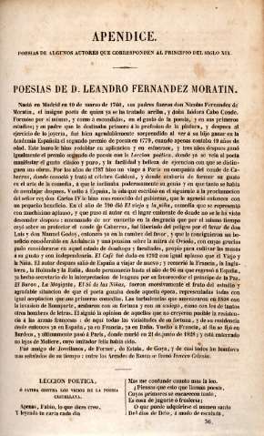 Apendice. Poesias de algunos autores que corresponden al principio del siglo XIX. Poesias de D. Leandro Fernandez Moratin