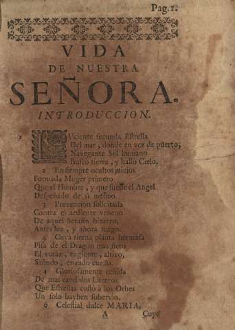 Vida de nuestra señora. Introducción