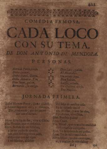 Comedia famosa. Cada loco con su tema