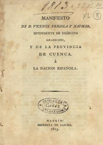 Manifiesto de D. Vicente Frigola...