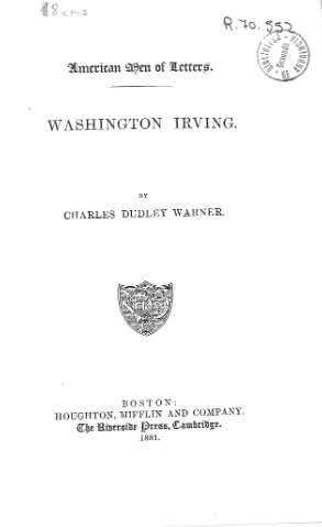 American Men of Letters. Washington Irving