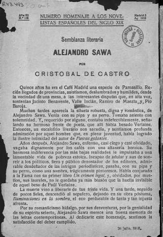 Semblaza literaria Alejandro Sawa