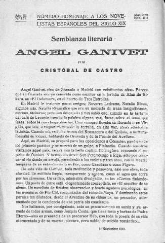 Semblanza literaria Angel Gavivet