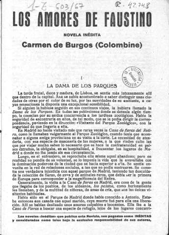 Los amores de Faustino. I. La dama de los parques