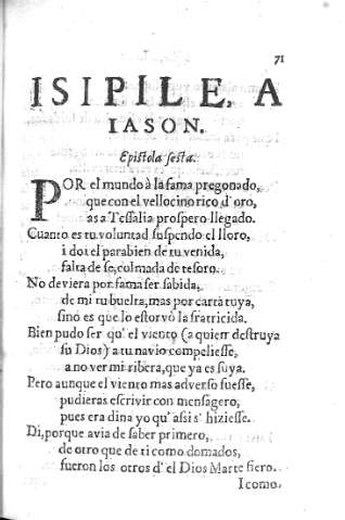 [Isipile a Iason. Epistola Sesta] 71