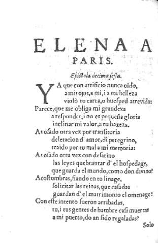 Elena a Paris. Epistola Decimasesta