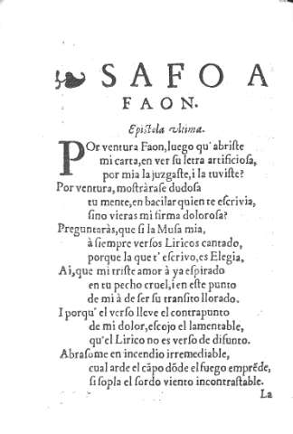 Safo a Faon. Epistola ultima