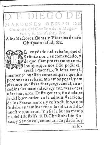 Epistola a los Rectores, Curas y Vicarios